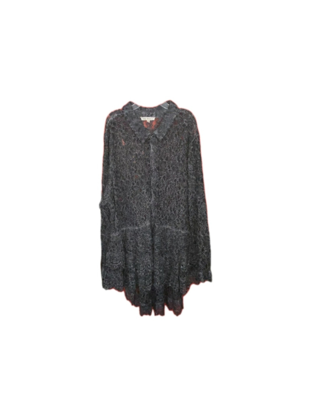 Indigo Thread Co Tunic Womens 3X Dark Gray Heavy Floral Lace Romantic Goth Boho